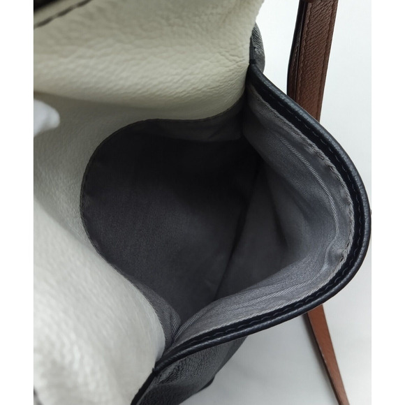 Fossil Colorblock Black White Pebbled Leather Zipper Closure Crossbody Bag - Picture 15 of 16